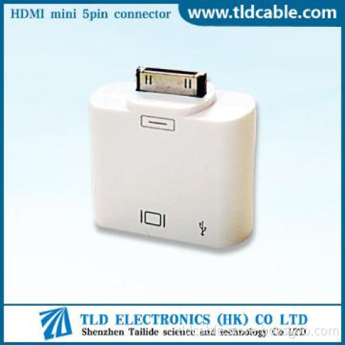 Dock Connector 30pin to HDMI Adapter with Mini 5pin Adpater